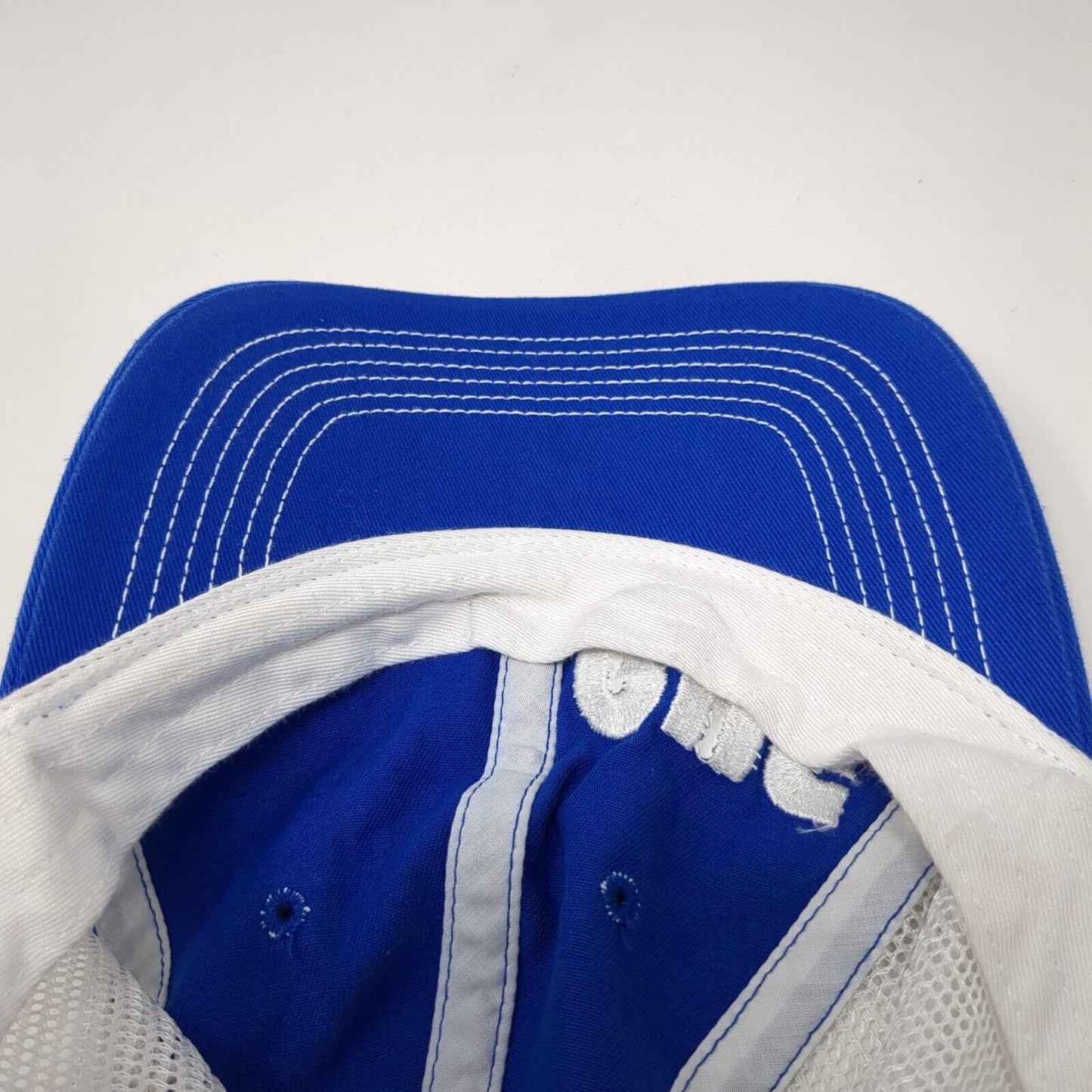 PHE Strapback Trucker Hat Blue One Size Mesh Back District Colorblock