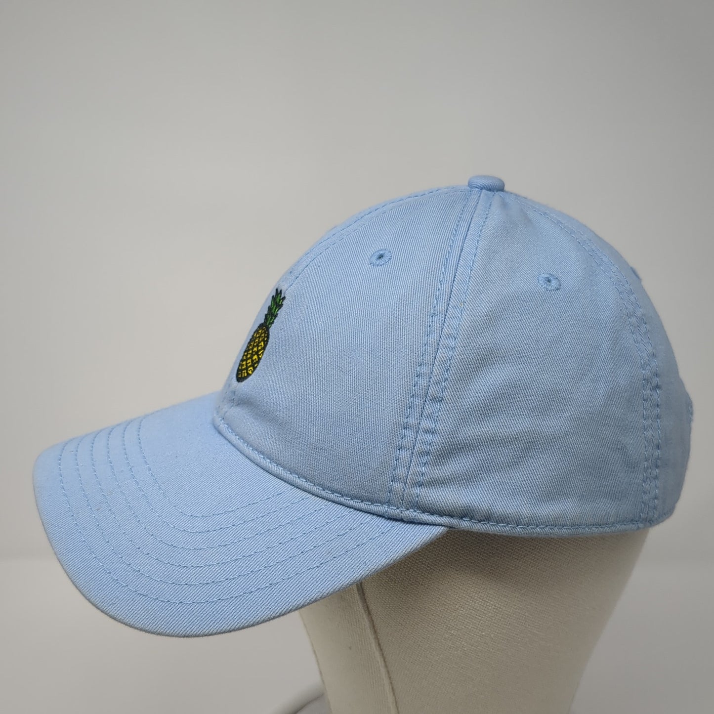 Pineapple Strapback Hat Blue One Size Embroidered Adjustable Outdoor