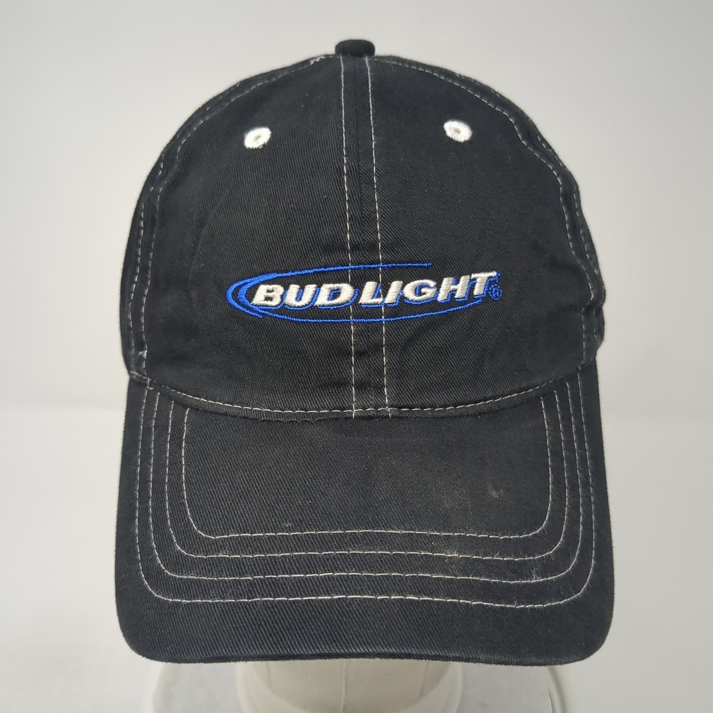 Bud Light Slideback Baseball Cap Black One Size Adjustable Embroidered 6 Panel