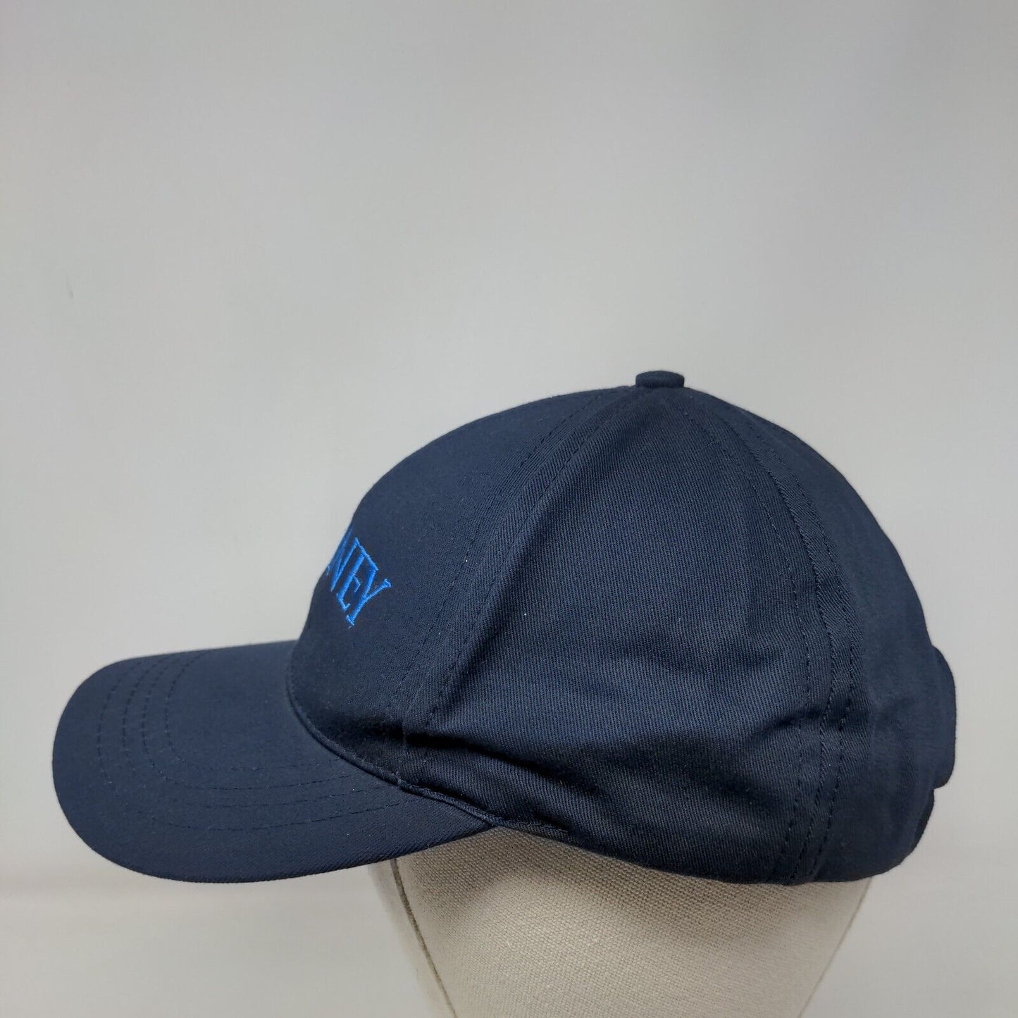 Romney Strapback Hat Blue One Size Adjustable Embroidered Logo 6 Panel