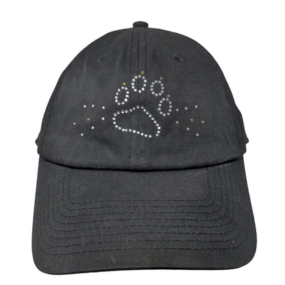 Paw Print Rhinestone Bling Strapback Hat Black One Size Hall Of Fame