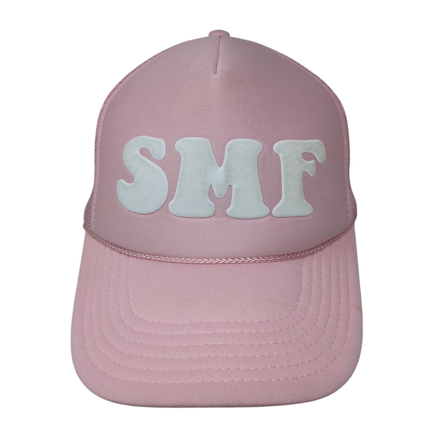 SMF Snapback Trucker Hat Pink One Size Adjustable Mesh Back Otto Polyester