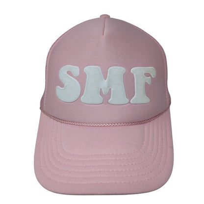 SMF Snapback Trucker Hat Pink One Size Adjustable Mesh Back Otto Polyester