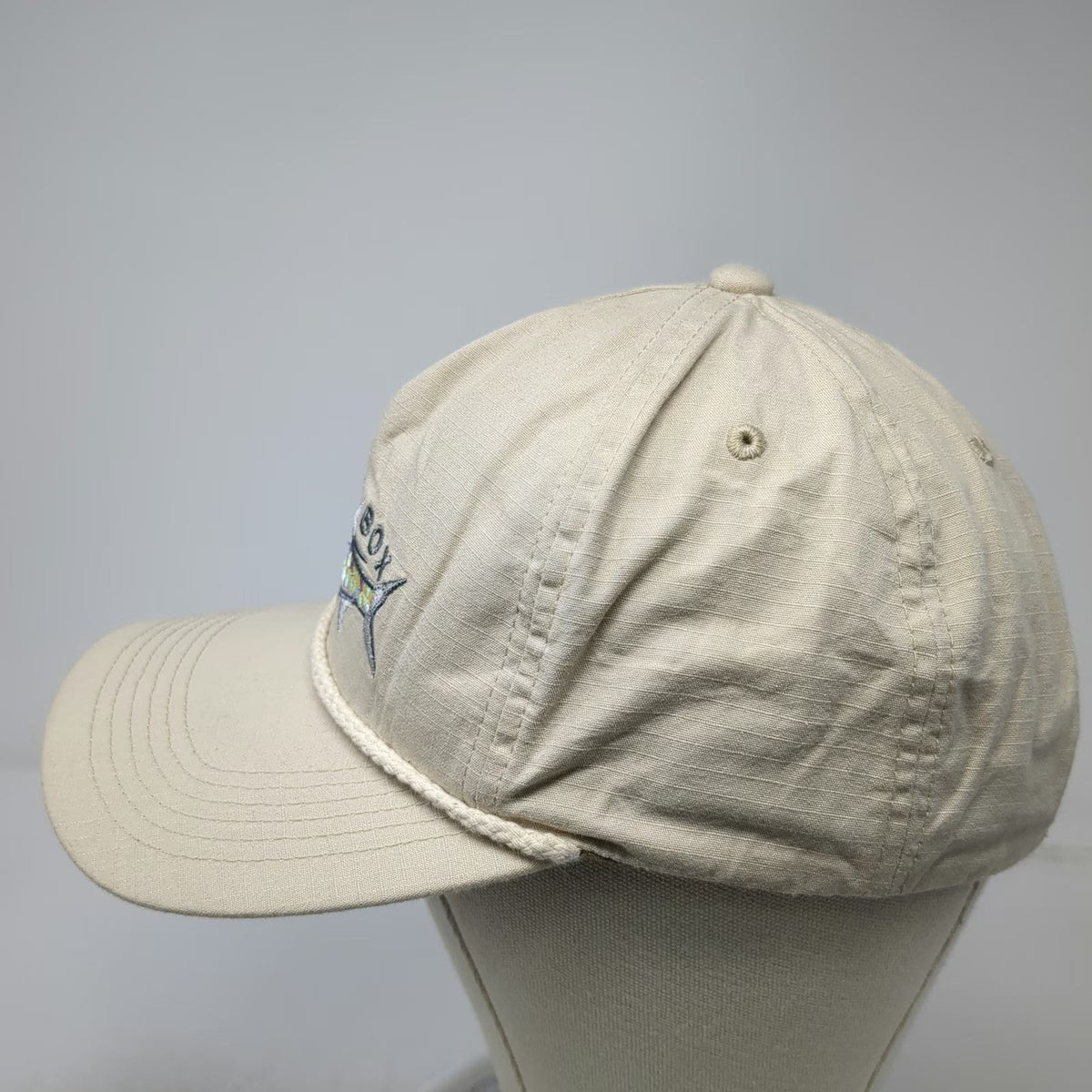 Turtlebox 5 Panel Beige Hat One Size Rope Saltwater Fish Embroidery Snapback