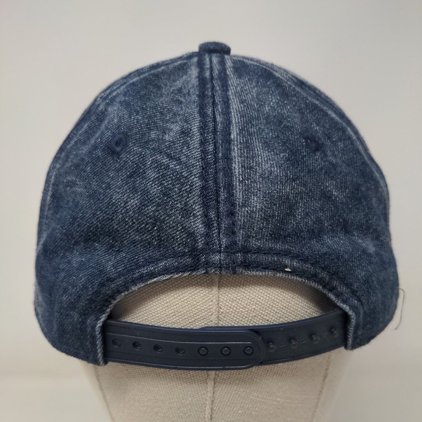 No Boundaries Snapback Hat Blue One Size Adjustable Vented Holes Denim Blank
