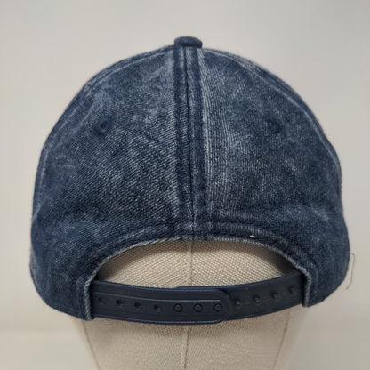 No Boundaries Snapback Hat Blue One Size Adjustable Vented Holes Denim Blank