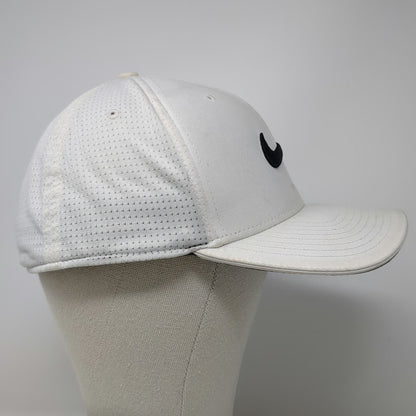 Nike Baseball Cap White XL Fitted Mesh Back Swoosh Logo Golf Athletic Sport Hat