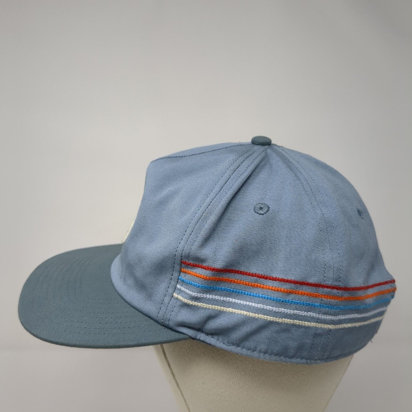 Patagonia Snapback Trucker Hat Blue OSFA Small Patch Logo Striped Retro Style