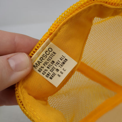 Marsco Trucker Hat Yellow OSFM Tarpon Springs Fla Script Mesh Snapback Florida