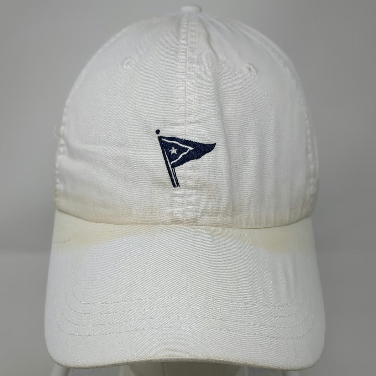 Ahead Baseball Cap White One Size Lightweight Slideback Cotton Burgee Flag Hat
