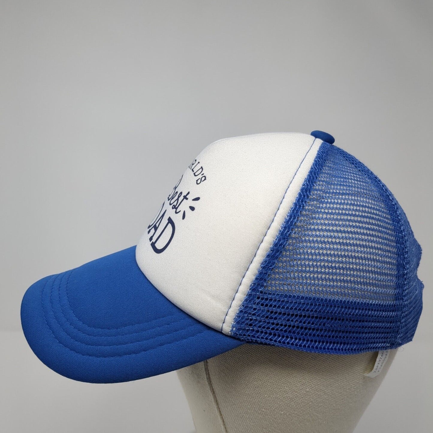 World's Best Dad Snapback Trucker Hat Blue One Size Mesh Back Colorblock