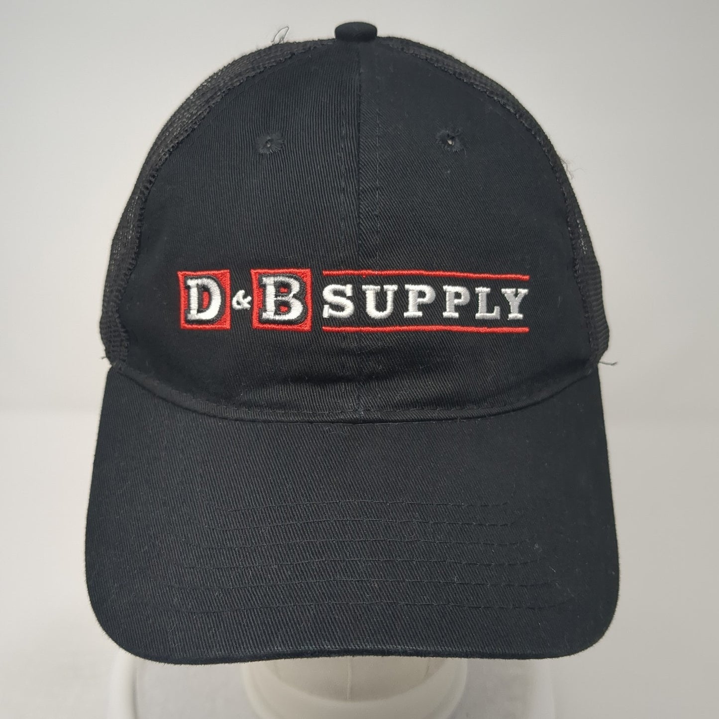 D&B Supply Snapback Trucker Hat Black One Size Adjustable Mesh Back Stich It