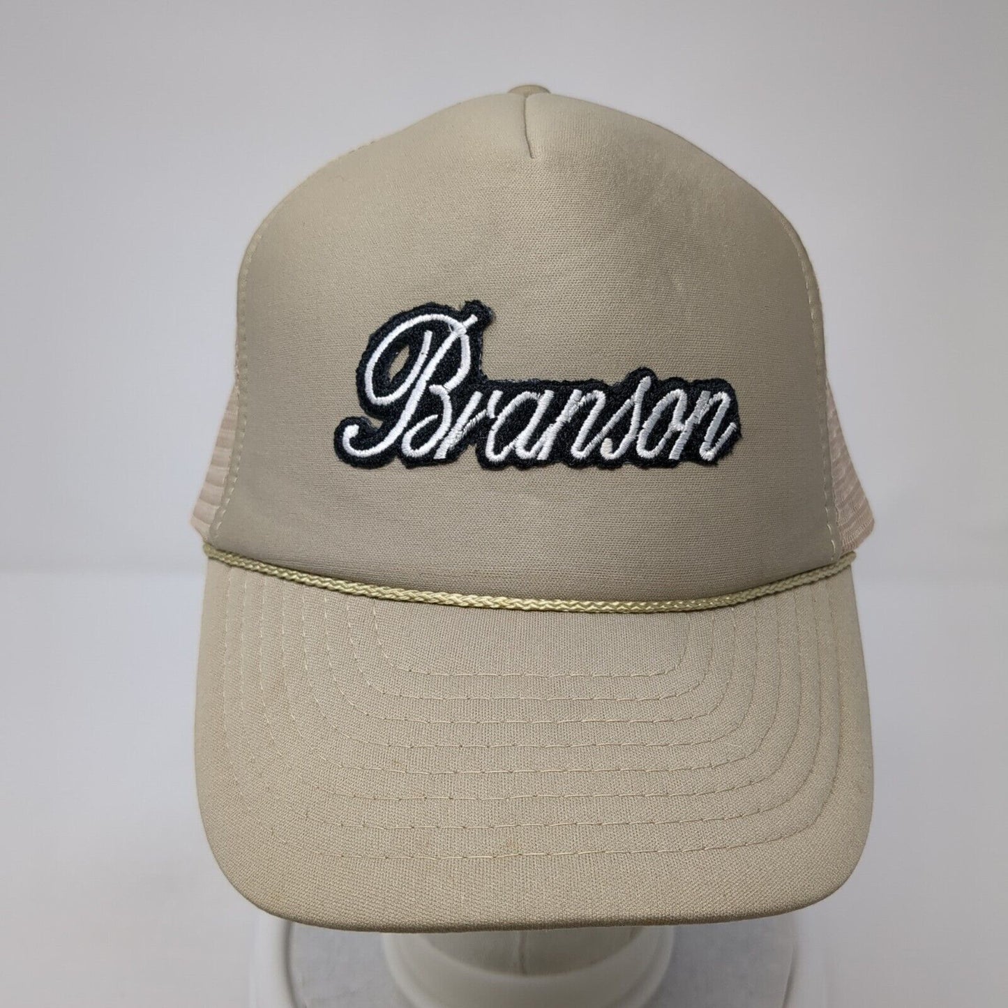 Branson Snapback Rope Trucker Hat Tan One Size Adjustable Mesh Back
