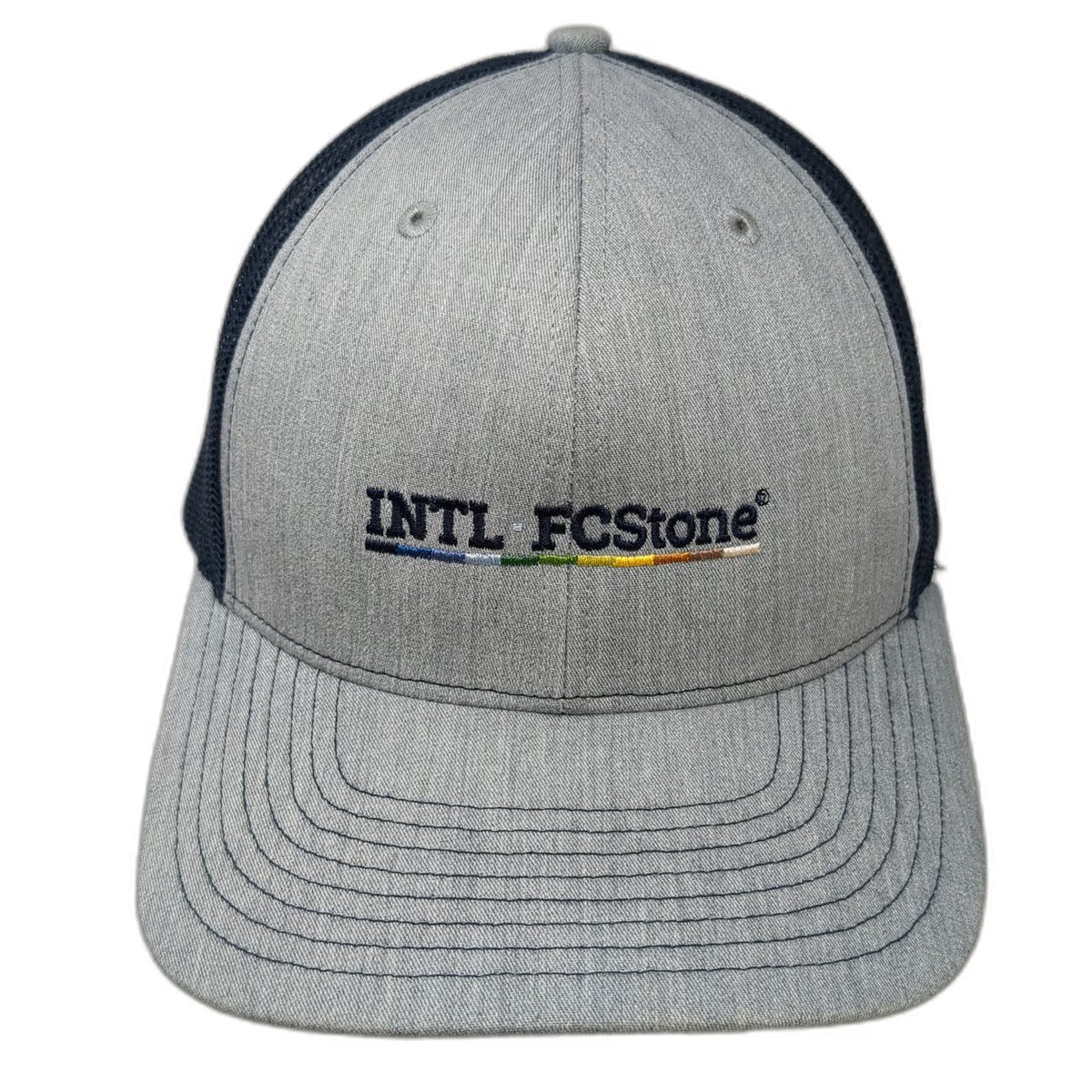 Richardson Trucker Hat Gray Blue One Size INTL FCStone Mesh Back Snapback