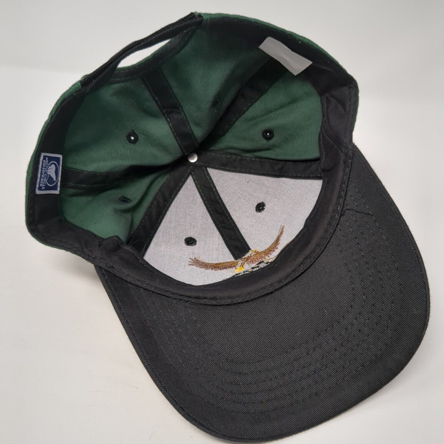 Alaska Bald Eagle Strapback Hat Green One Size Adjustable Colorblock