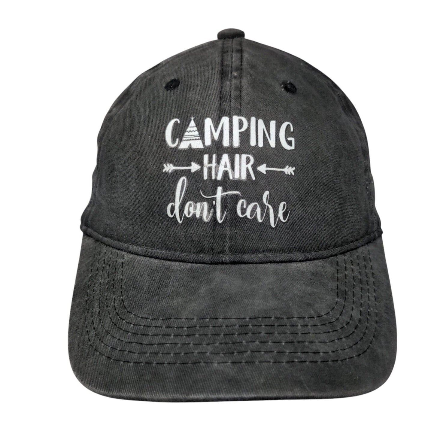 Camping Hair Don't Care Slideback Hat Gray One Size 6 Panel Adjustable