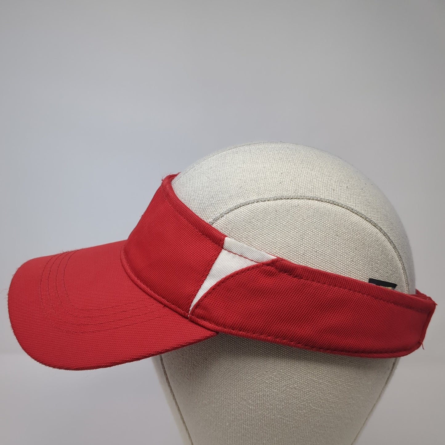 Sport-Tek Strapback Visor Hat Red One Size Adjustable Solid Blank