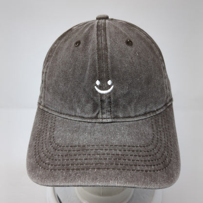 Smiley Face Slideback Hat Brown One Size Adjustable Solid 6 Panel