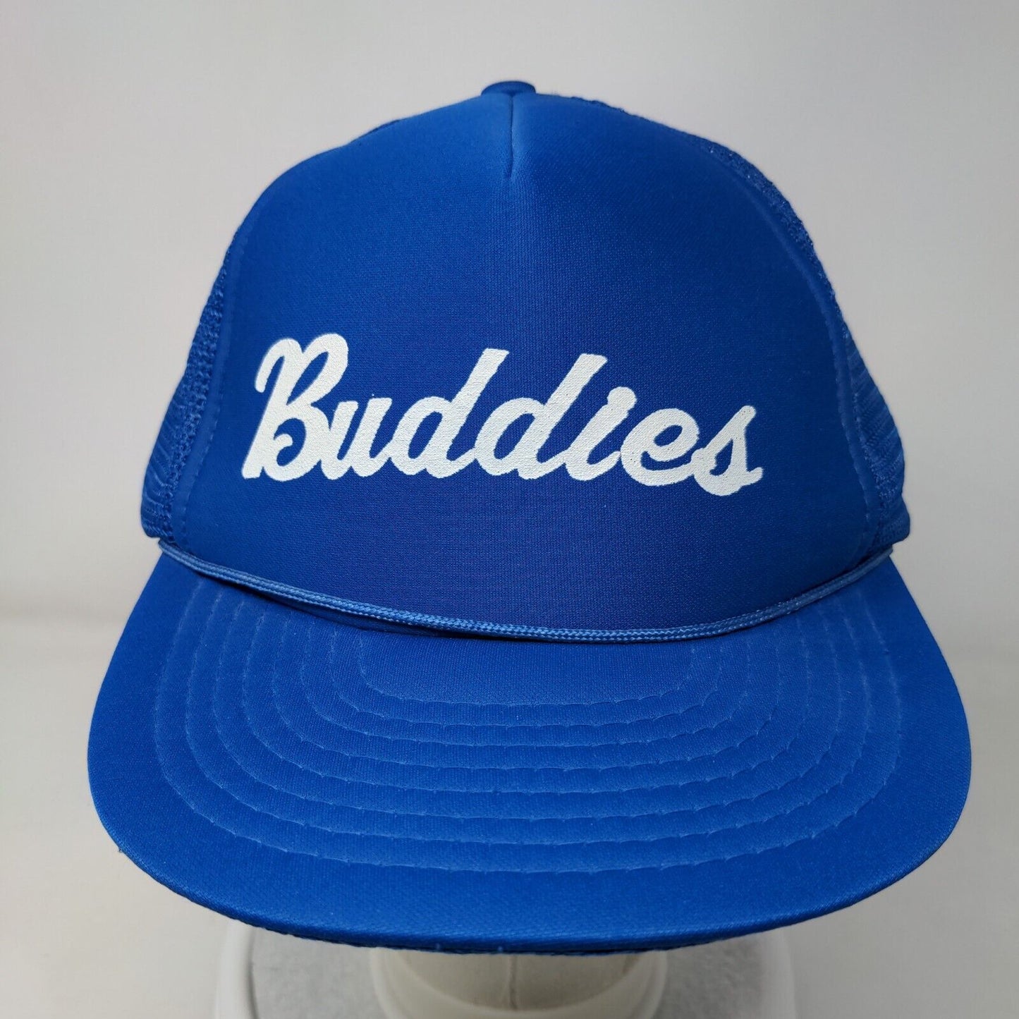 Buddies Snapback Mesh Back Rope Trucker Hat Blue OSFA Solid Speedway
