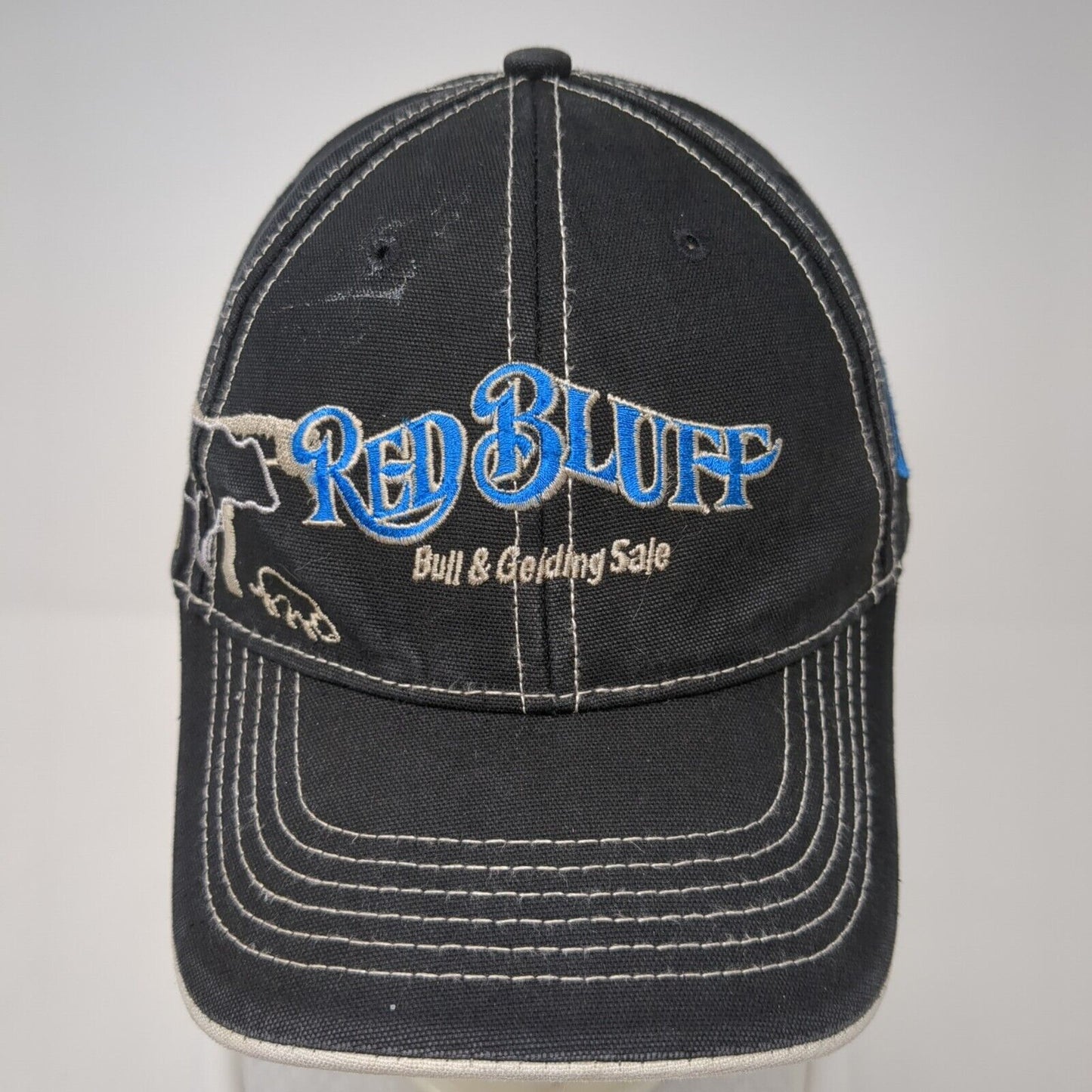Red Bluff Bull & Gelding Sale Strapback Hat Black One Size Embroidered