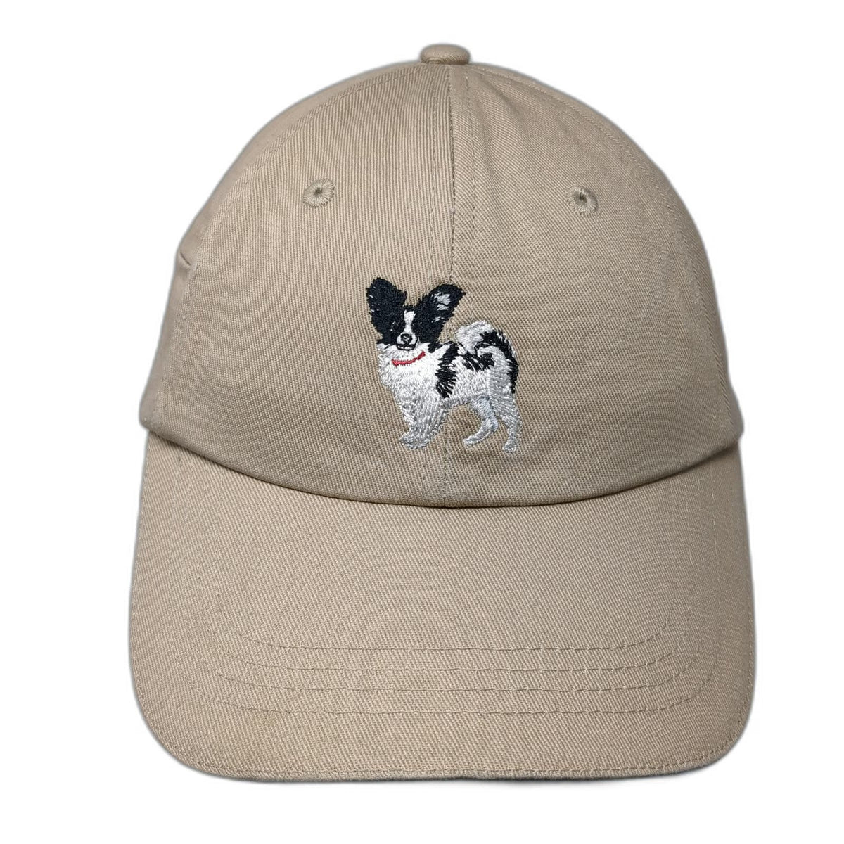 Your Breed Baseball Cap Beige One Size Zippered Side Pocket Papillon Dog Hat