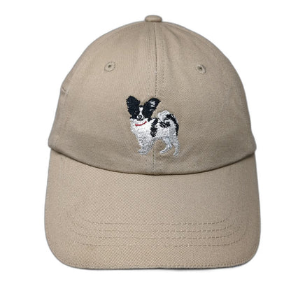 Your Breed Baseball Cap Beige One Size Zippered Side Pocket Papillon Dog Hat