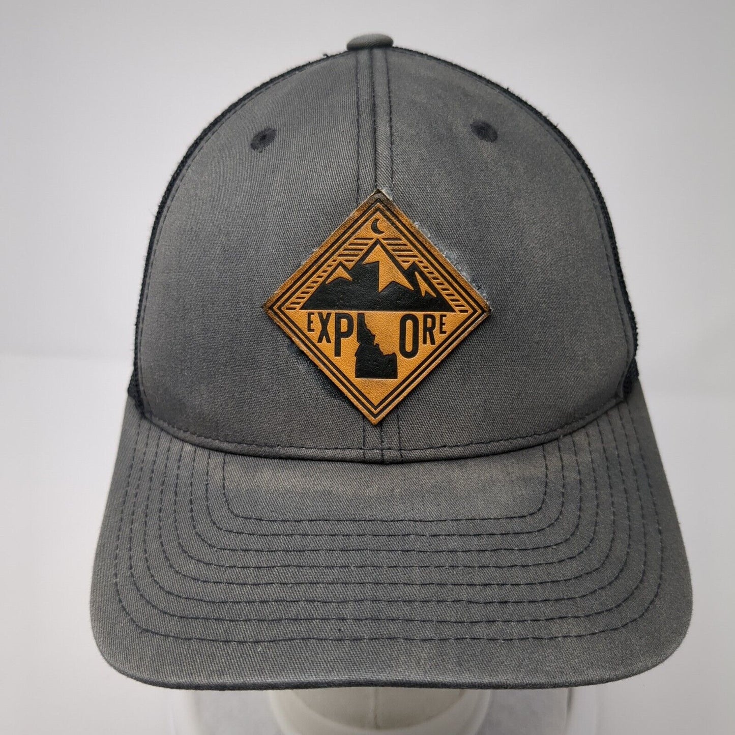 Explore Idaho Patch Snapback Trucker Hat Gray One Size Mesh Back