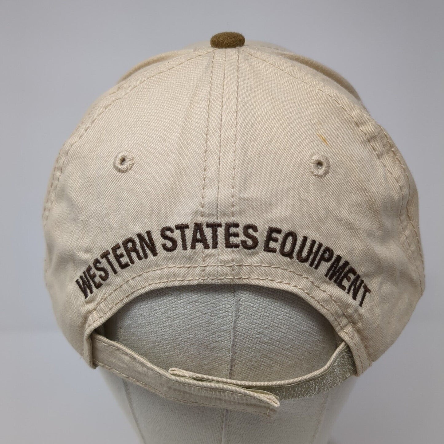CAT Western State Equipment Strapback Hat Tan OS Adjustable Embroidered Cotton