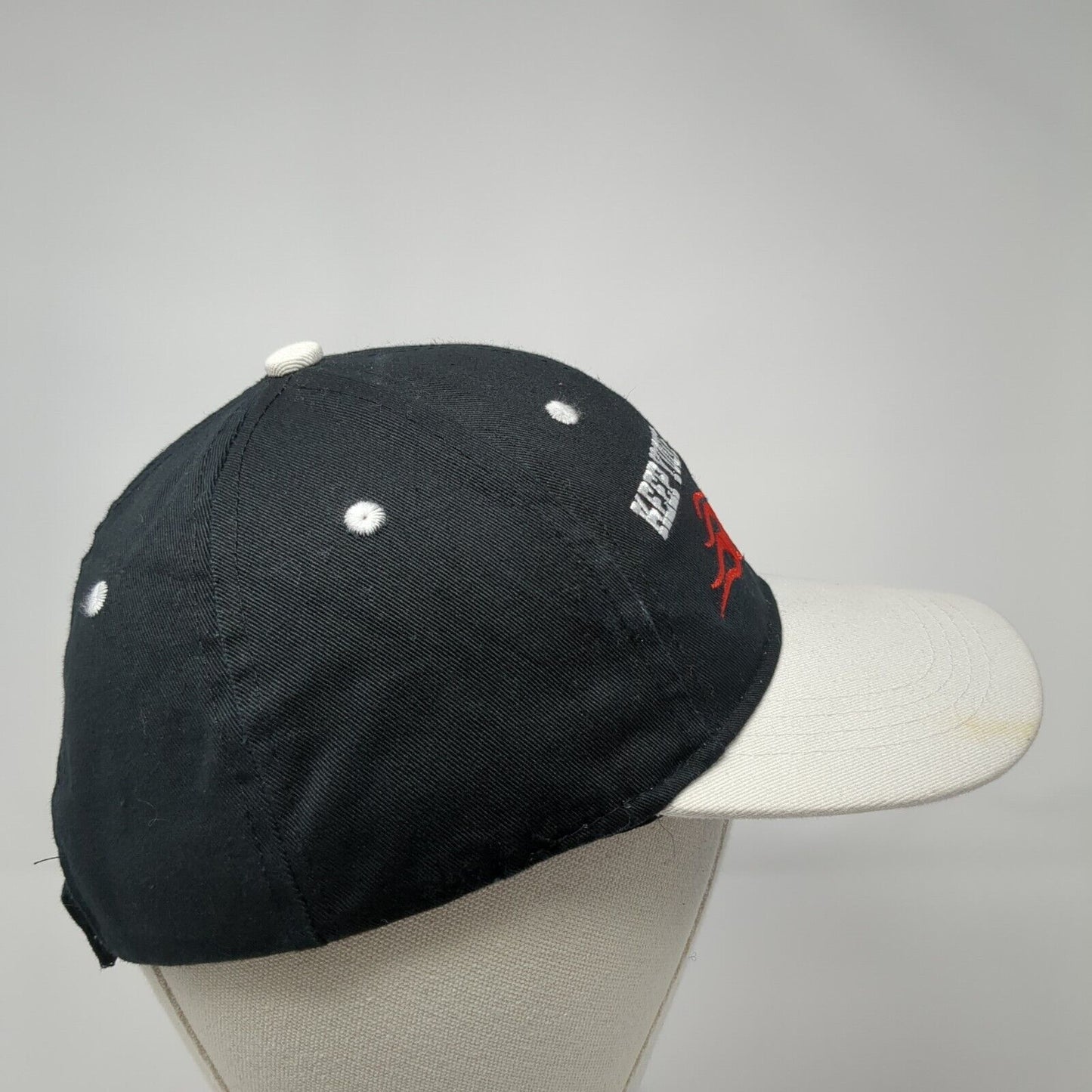 Keep Your Eye On The Ball Strapback Hat Black OS Adjustable Embroidered Cotton