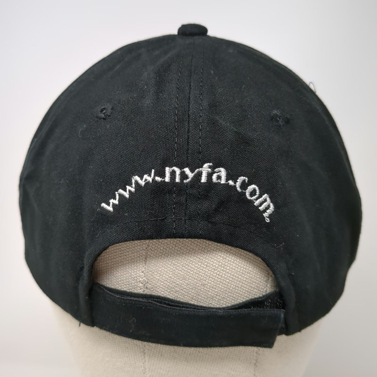 NYFA Baseball Cap Black One Size White Contrast Brim Piping Logo Strapback Hat