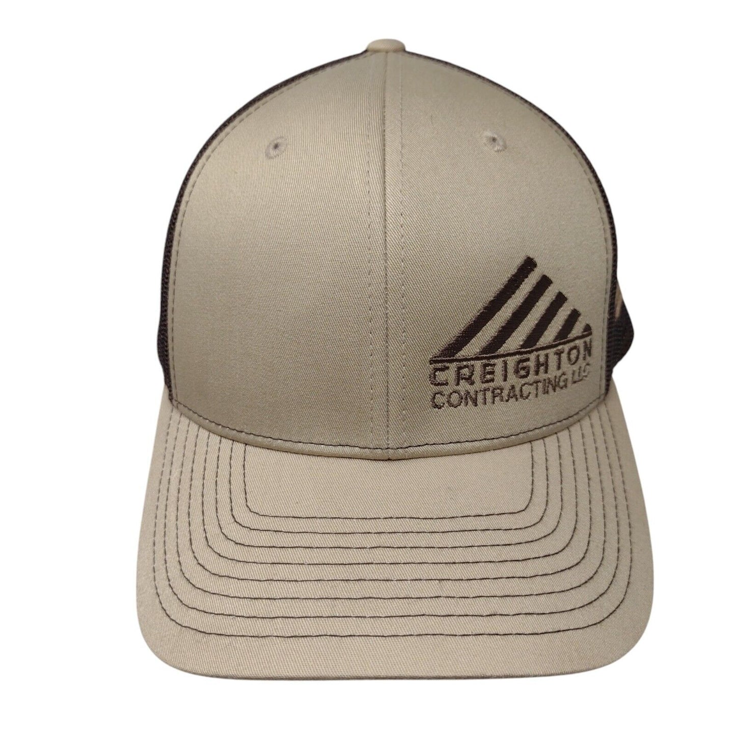 Creighton Contracting LLC Snapback Trucker Hat Tan One Size Mesh Back Richardson