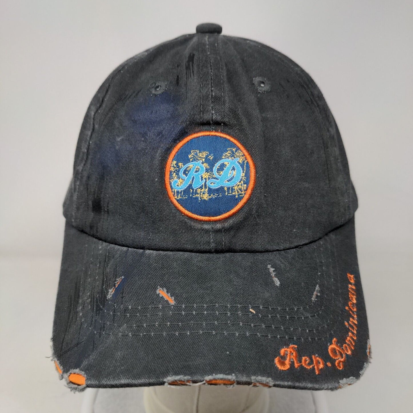 Rep. Dominicana Slideback Hat Gray One Size Embroidered Distressed