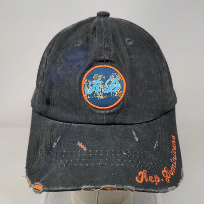 Rep. Dominicana Slideback Hat Gray One Size Embroidered Distressed
