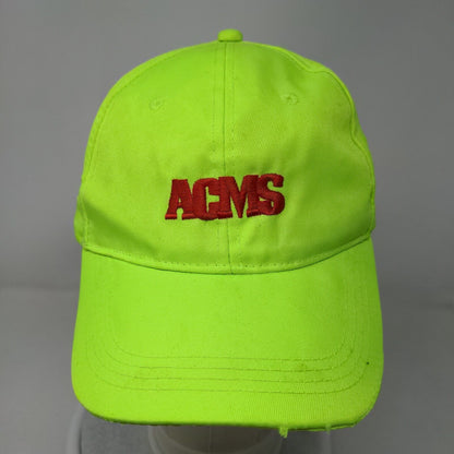 ACMS Strapback Hat Green One Size Adjustable Embroidered Vented Holes 6 Panel