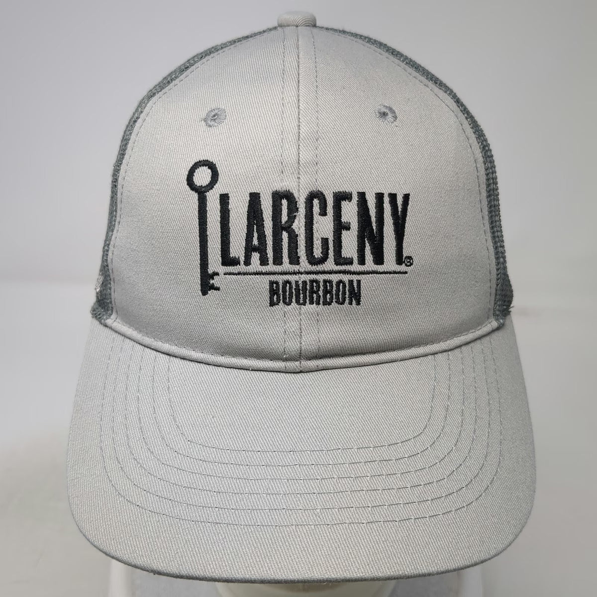 Larceny Bourbon Whiskey Gray One Size Trucker Hat Mesh Back Snapback Signature