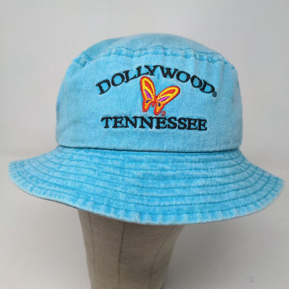 Dollywood Women's Bucket Hat Blue Size Adult Embroidered Butterfly Logo