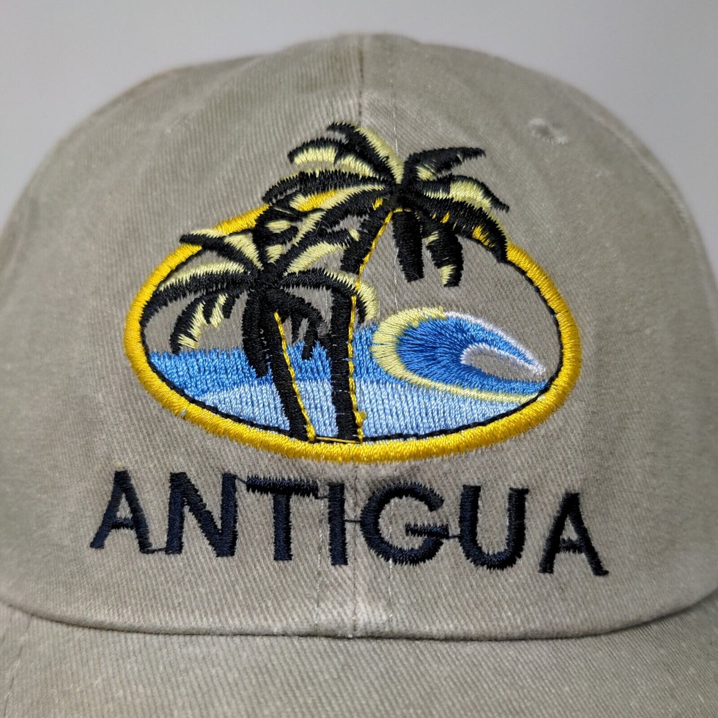 Antigua Men's Strapback Hat Beige Size 58CM Embroidered Beach Palm Tree Logo