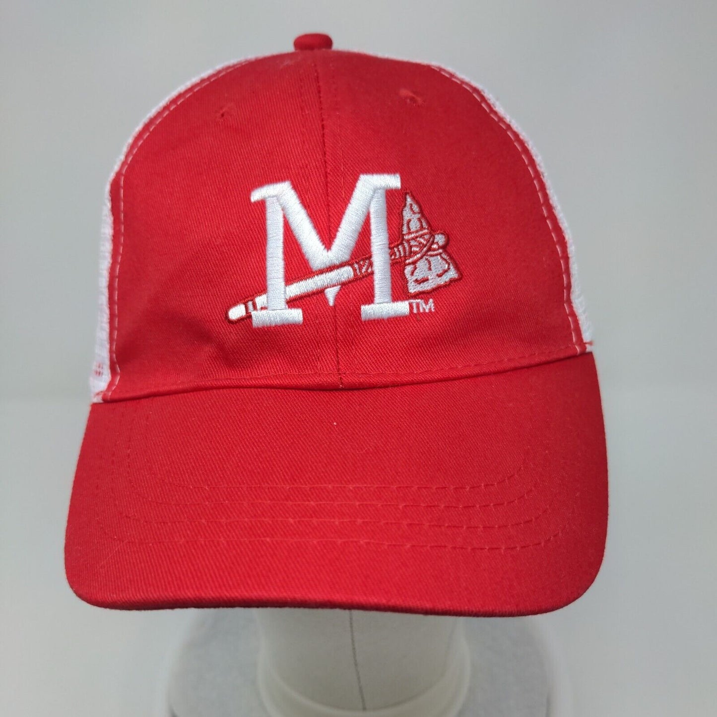Mississippi Braves Strapback Mesh Back Hat Red White Embroidered Logo MLB