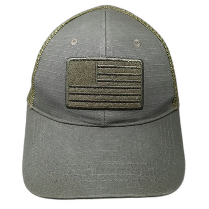Highland Tactical Trucker Hat Green One Size Mesh Back Embroidered US Flag
