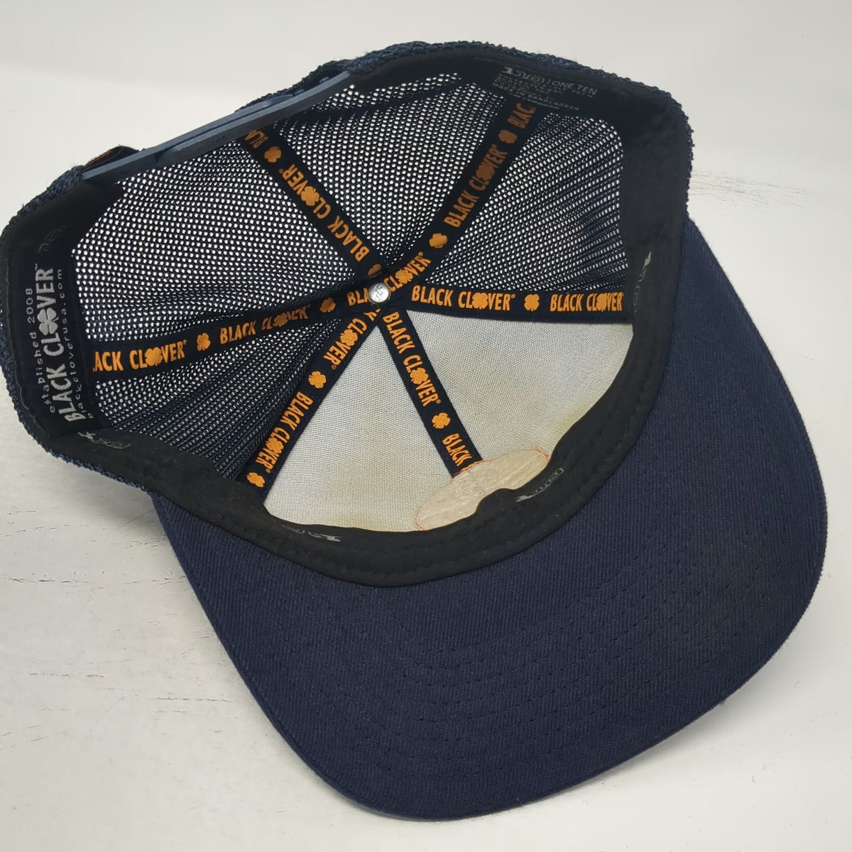 Black Clover Trucker Hat Blue One Size Live Lucky Mesh Snapback Mountains Patch