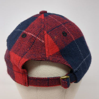 Unbranded Slideback Hat Red Navy Multi OSFM Adjustable Plaid 6 Panel