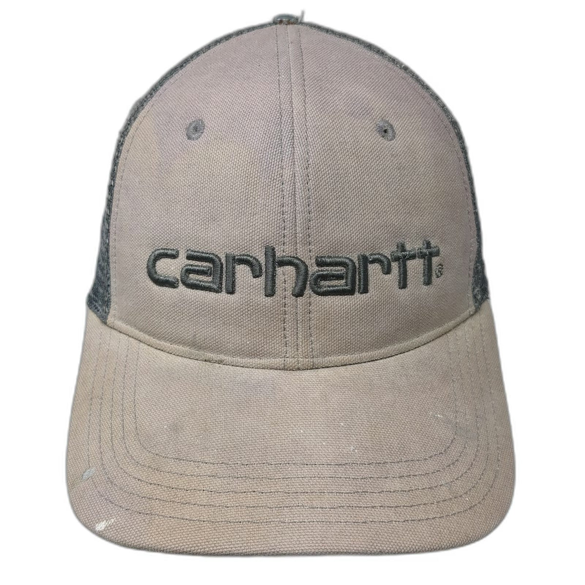 Carhartt Trucker Hat Gray One Size Snapback Mesh Logo Canvas Work Hat