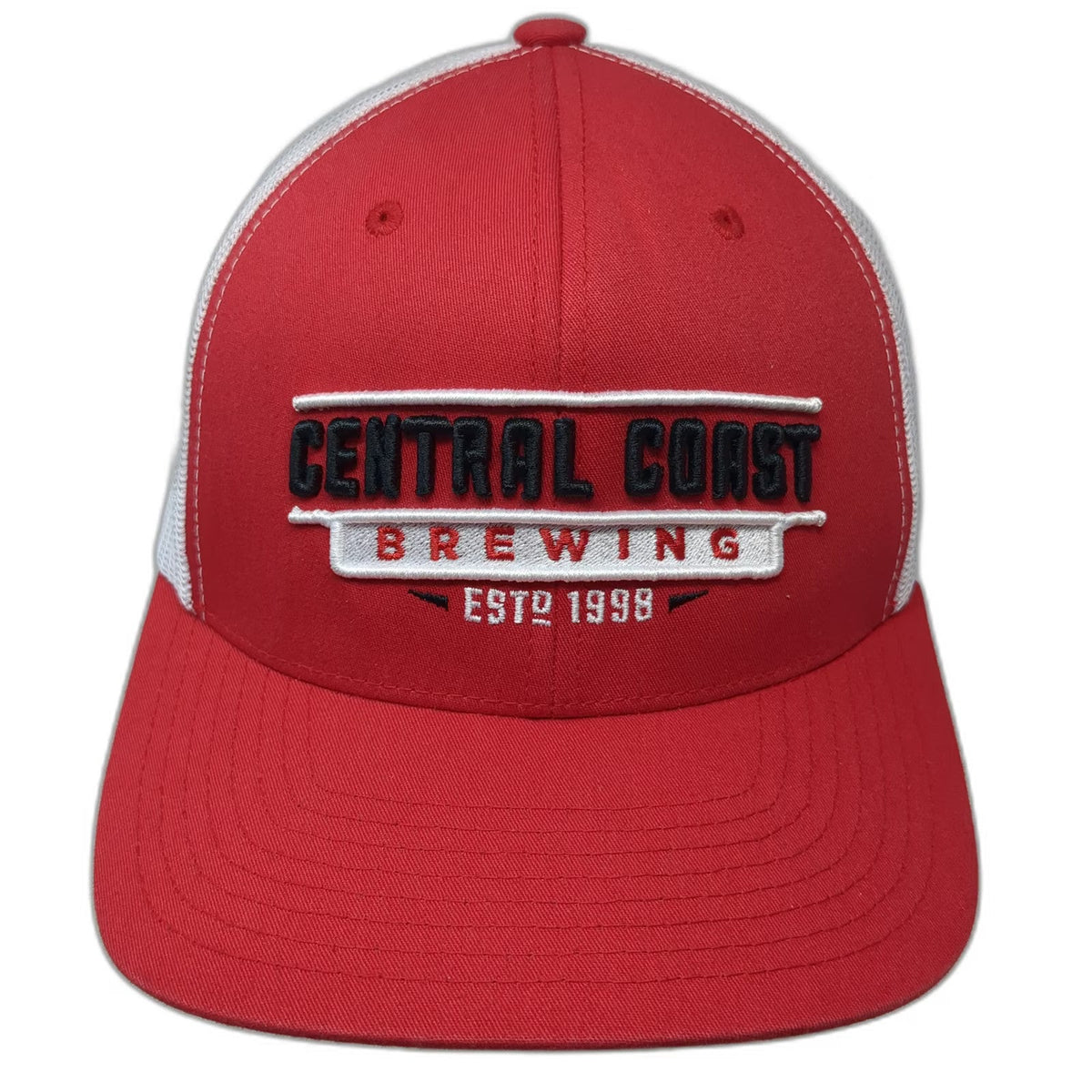 Yupoong Trucker Hat Red One Size Central Coast Brewing Est 1998 Mesh Snapback