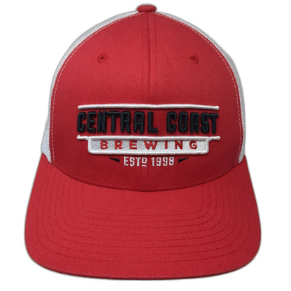 Yupoong Trucker Hat Red One Size Central Coast Brewing Est 1998 Mesh Snapback