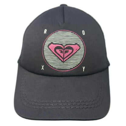 Roxy Trucker Hat Black Pink White One Size Mesh Snapback Heart Graphic Logo