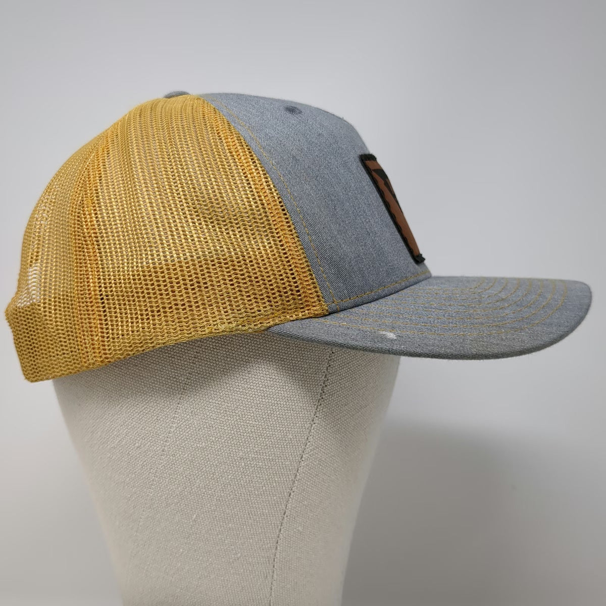 Richardson Trucker Hat Gray Yellow One Size Mesh Back Snapback Buffalo Co Patch