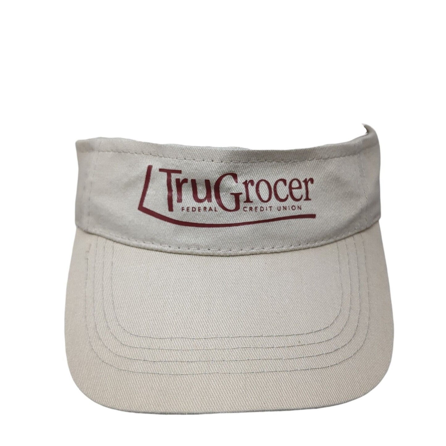 Tru Grocer Federal Credit Union Strapback Sun Visor Hat Tan OSFA Adjustable