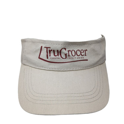 Tru Grocer Federal Credit Union Strapback Sun Visor Hat Tan OSFA Adjustable