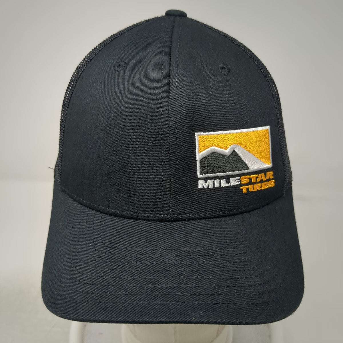 Yupoong Trucker Hat Black One Size Mesh Snapback Milestar Tires Logo Adjustable