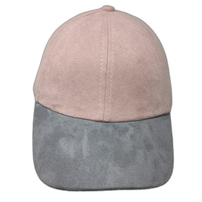 Wet Seal Baseball Cap Pink Gray One Size Faux Suede Slideback Adjustable hat